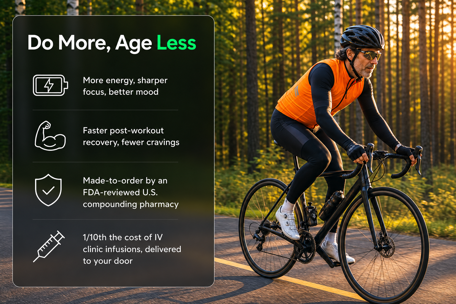 Do More, Age Less. Elevated Health Rx NAD+ benefits for active life