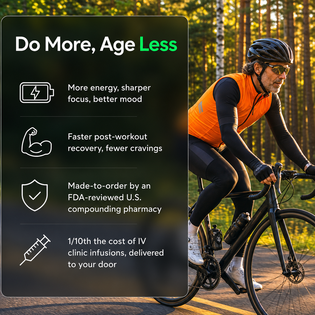 Do More, Age Less. Elevated Health Rx NAD+ benefits for active life